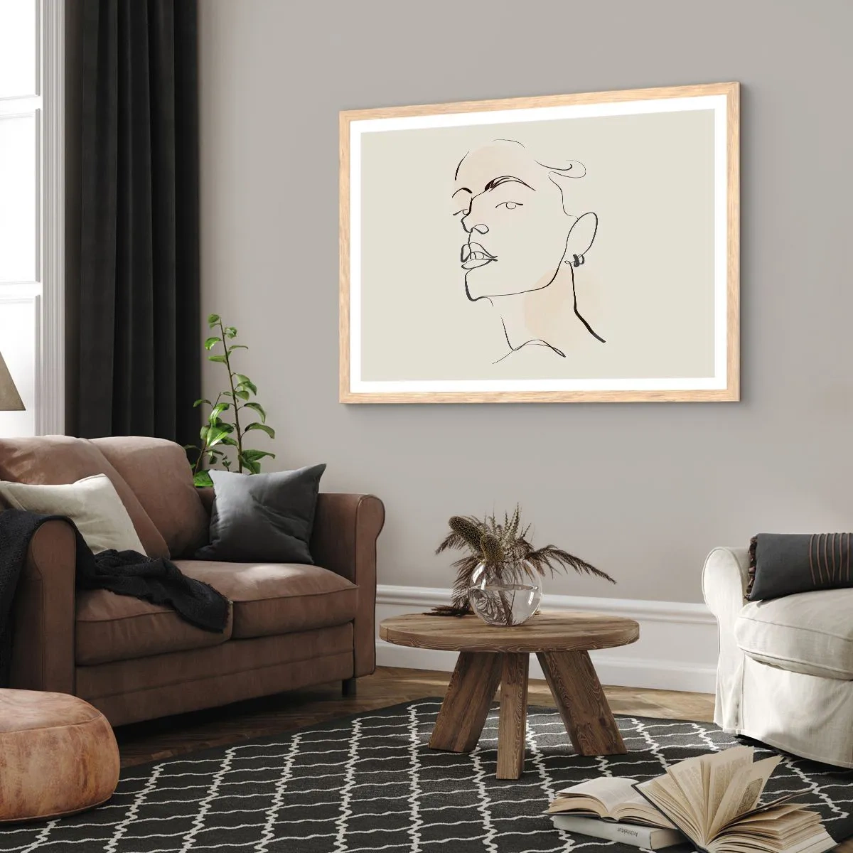 Póster en marco roble claro - Una mirada orgullosa - 70x50 cm