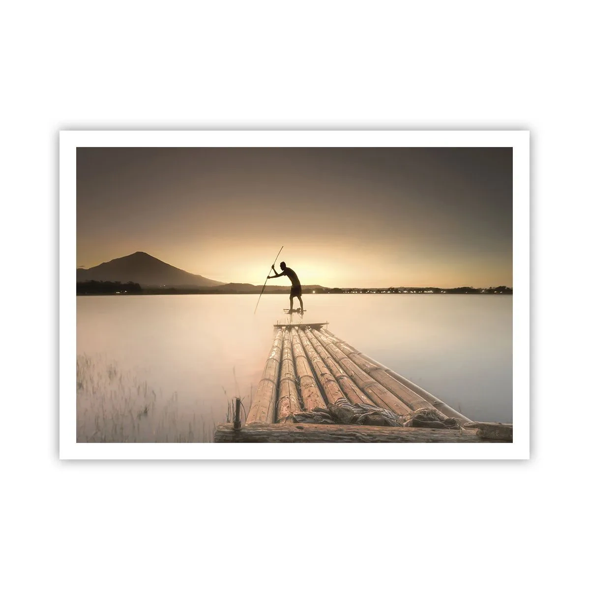 Póster - Hombre en una balsa al atardecer - 100x70cm - Antes del descanso - Decoración de pared moderna para salón y dormitorio ARTTOR
