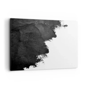 Cuadro sobre lienzo - Impresión de Imagen - Abstracción en blanco y negro con pinceladas contrastantes. - 100x70cm - Elementos: tierra - Decoración de pared moderna para salón y dormitorio ARTTOR