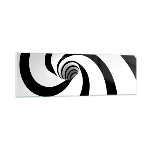 Cuadro sobre vidrio - Impresiones sobre Vidrio - Espiral abstracta en blanco y negro con efecto de remolino - 160x50cm - ¿Ceder al torbellino? - Decoración de pared moderna para salón y dormitorio ARTTOR