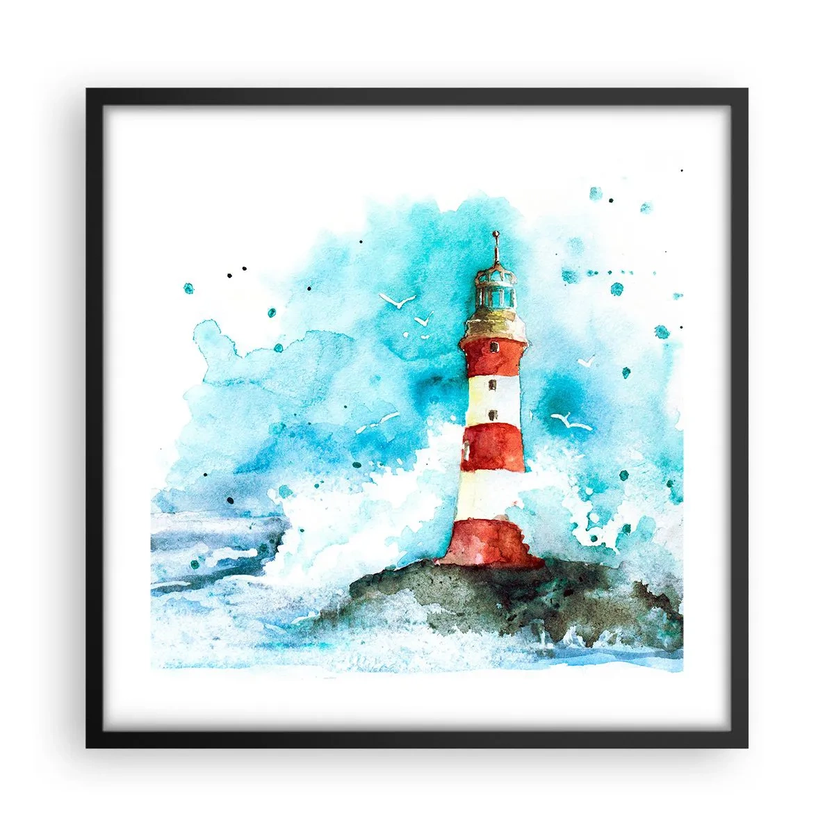 Póster en marco negro - La unidad de los elementos - 50x50 cm