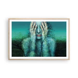 Póster en marco roble claro - Sumergida en azul - 91x61 cm
