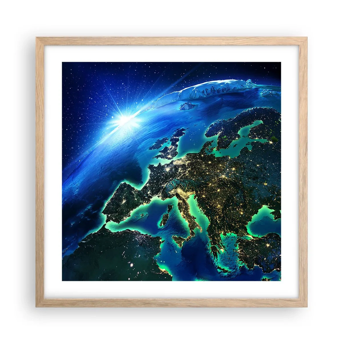 Póster en marco roble claro - Una Europa resplandeciente - 50x50 cm