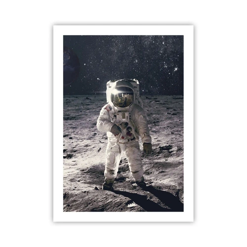 Póster - Astronauta en la Luna con vistas a las estrellas - 50x70cm - Saludos desde la Luna - Decoración de pared moderna para salón y dormitorio ARTTOR