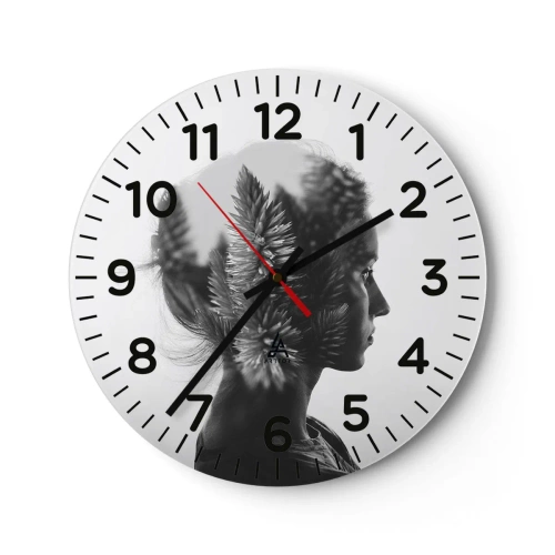 Reloj de pared - Reloj de vidrio - La dama del bosque de pinos - 30x30 cm