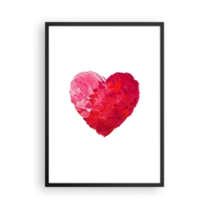 Póster en marco negro - Corazón en tonos rojos y rosas - 50x70cm - All you need is love - Decoración de pared moderna para salón y dormitorio ARTTOR