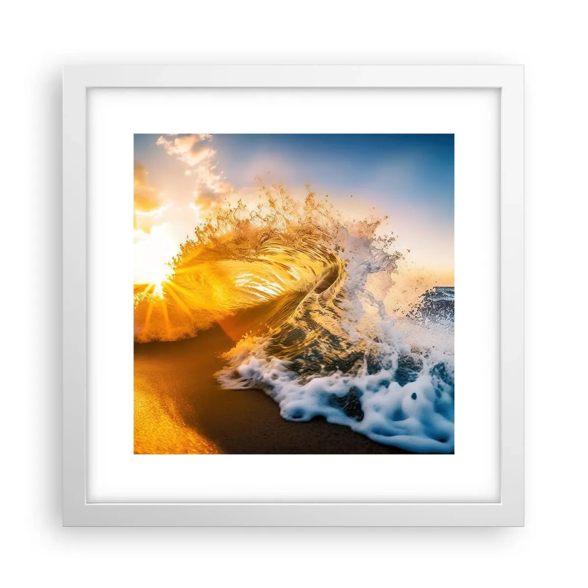 Póster en marco blanco - Jugando en la arena - 30x30 cm