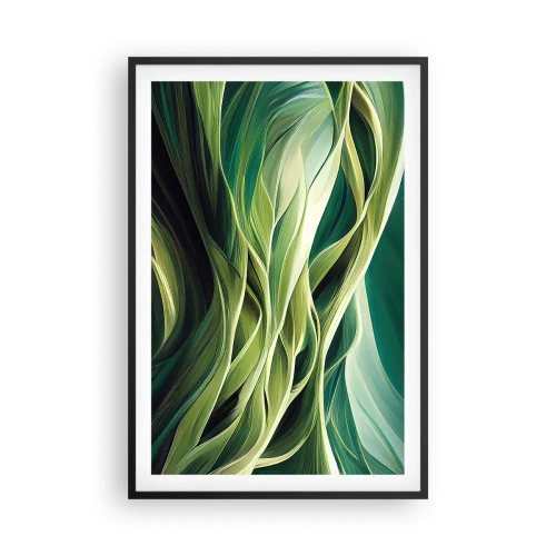 Póster en marco negro - Un juego abstracto de color verde - 61x91 cm