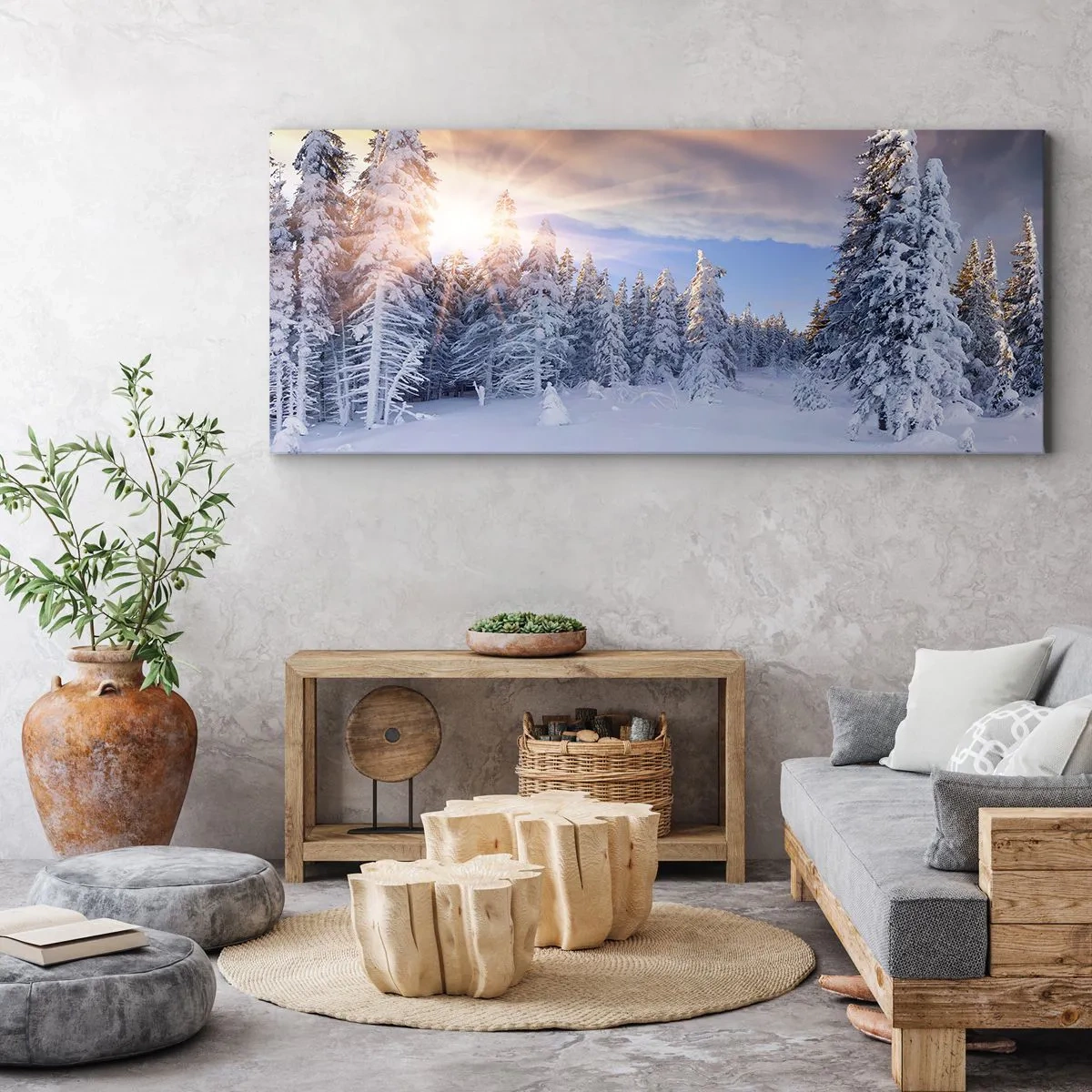 Cuadro sobre lienzo - Impresión de Imagen - Un espectáculo de naturaleza nevada - 90x30 cm