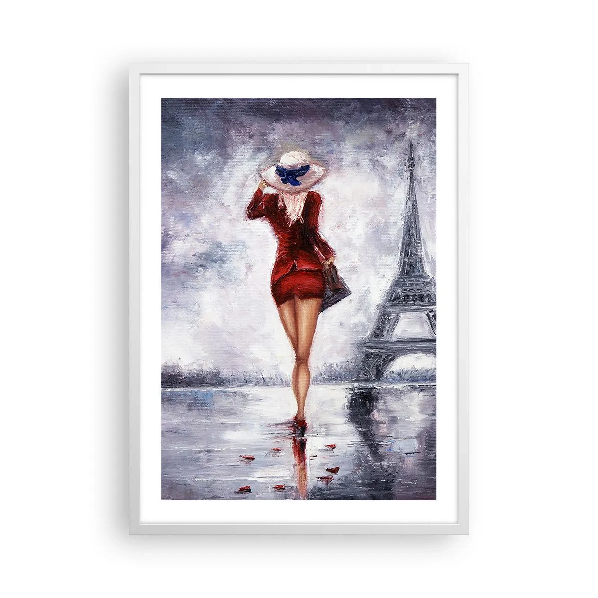 Póster en marco blanco - Símbolos parisinos - 50x70 cm