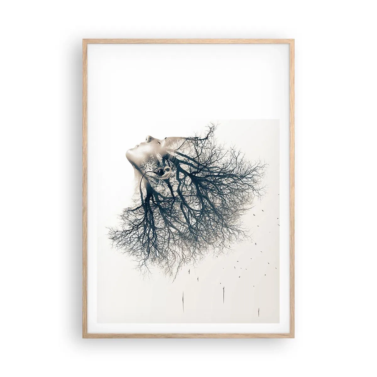 Póster en marco roble claro - Escuchando el susurro de un árbol - 70x100 cm