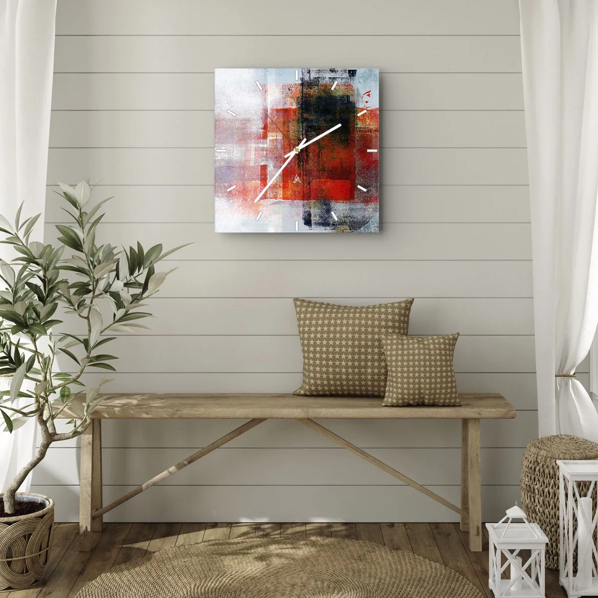 Reloj de pared - Reloj de vidrio - Composición brillante - 40x40 cm