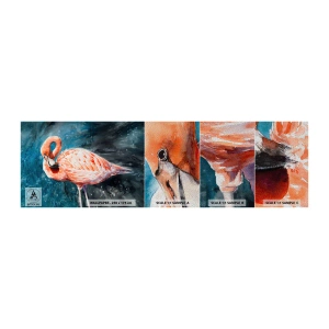 Muestra de fotomural Premium Sand - Decorativo por naturaleza - Flamenco, Pájaro, Naturaleza - 100x30 cm