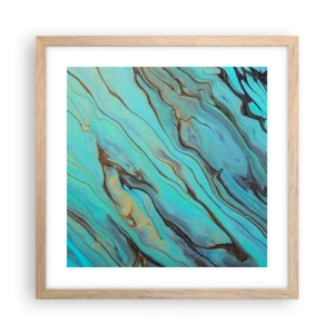 Póster en marco roble claro - Marea turquesa - 40x40 cm