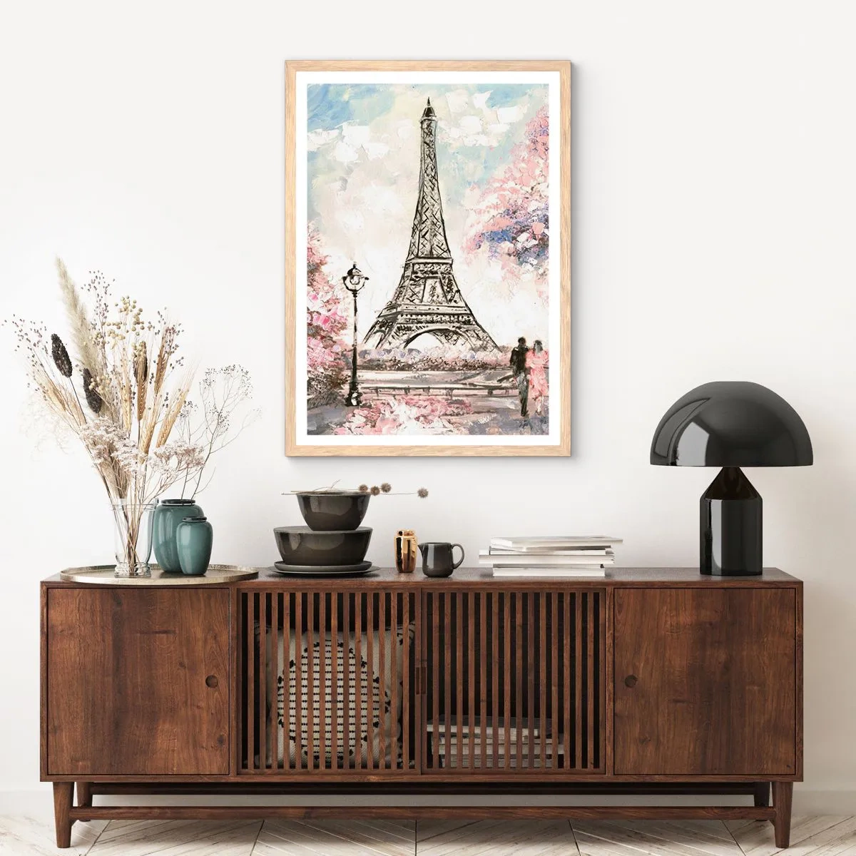 Póster en marco roble claro - Un paseo por París en abril - 50x70 cm