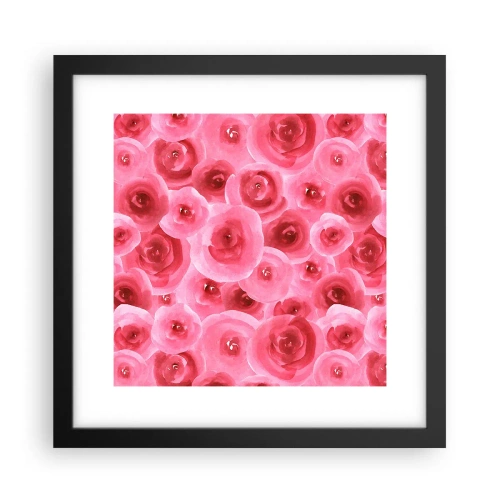 Póster en marco negro - Rosas abajo y arriba - 30x30 cm