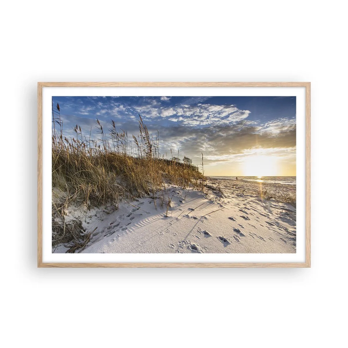 Póster en marco roble claro - Invitación a un paseo - 91x61 cm