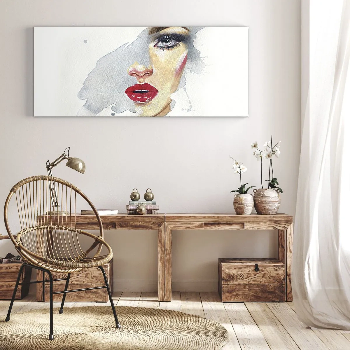 Cuadro sobre lienzo - Impresión de Imagen - Reflejo en una gota de agua - 100x40 cm