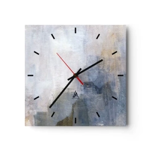 Reloj de pared - Reloj de vidrio - Manchas abstractas sutiles en tonos azules y beige - 30x30cm - Tonos de color - Decoración de pared moderna para salón y dormitorio ARTTOR