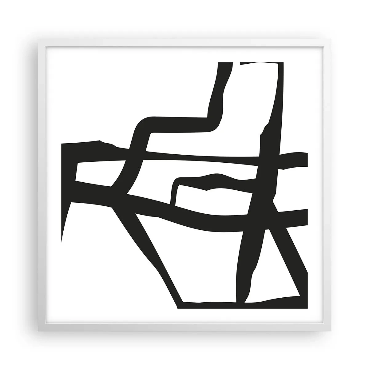 Póster en marco blanco - Construcción en blanco y negro - 60x60 cm