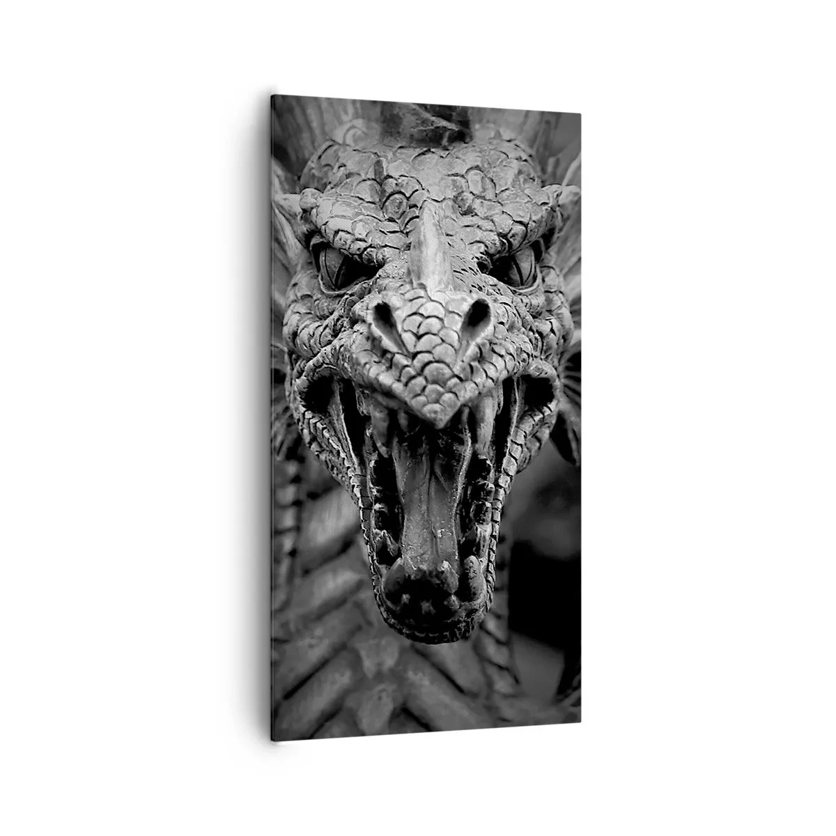 Cuadro sobre lienzo - Impresión de Imagen - Dragón de cuento de hadas en gris - 65x120 cm