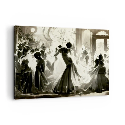 Cuadro sobre lienzo - Impresión de Imagen - Balón de estilo retro en blanco y negro. - 100x70cm - Gran mascarada - Decoración de pared moderna para salón y dormitorio ARTTOR
