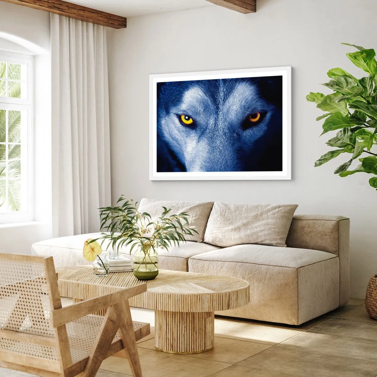 Póster en marco blanco - La mirada hipnótica - 91x61 cm