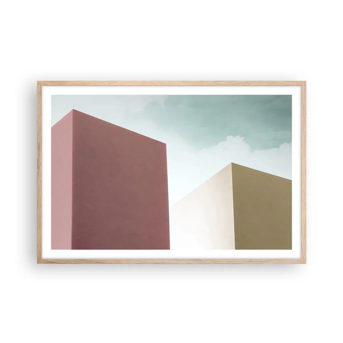 Póster en marco roble claro - Geometría de un verano soleado - 91x61 cm