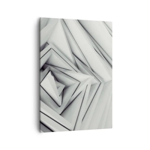 Cuadro sobre lienzo - Impresión de Imagen - Una composición abstracta de formas geométricas en tonos de gris. - 50x70cm - Ángulos afilados - Decoración de pared moderna para salón y dormitorio ARTTOR