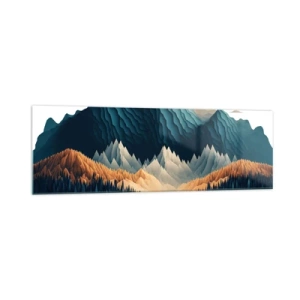 Cuadro sobre vidrio - Impresiones sobre Vidrio - Montañas pintorescas sobre el lago al atardecer - 160x50cm - Paisaje perfecto de montañas - Decoración de pared moderna para salón y dormitorio ARTTOR