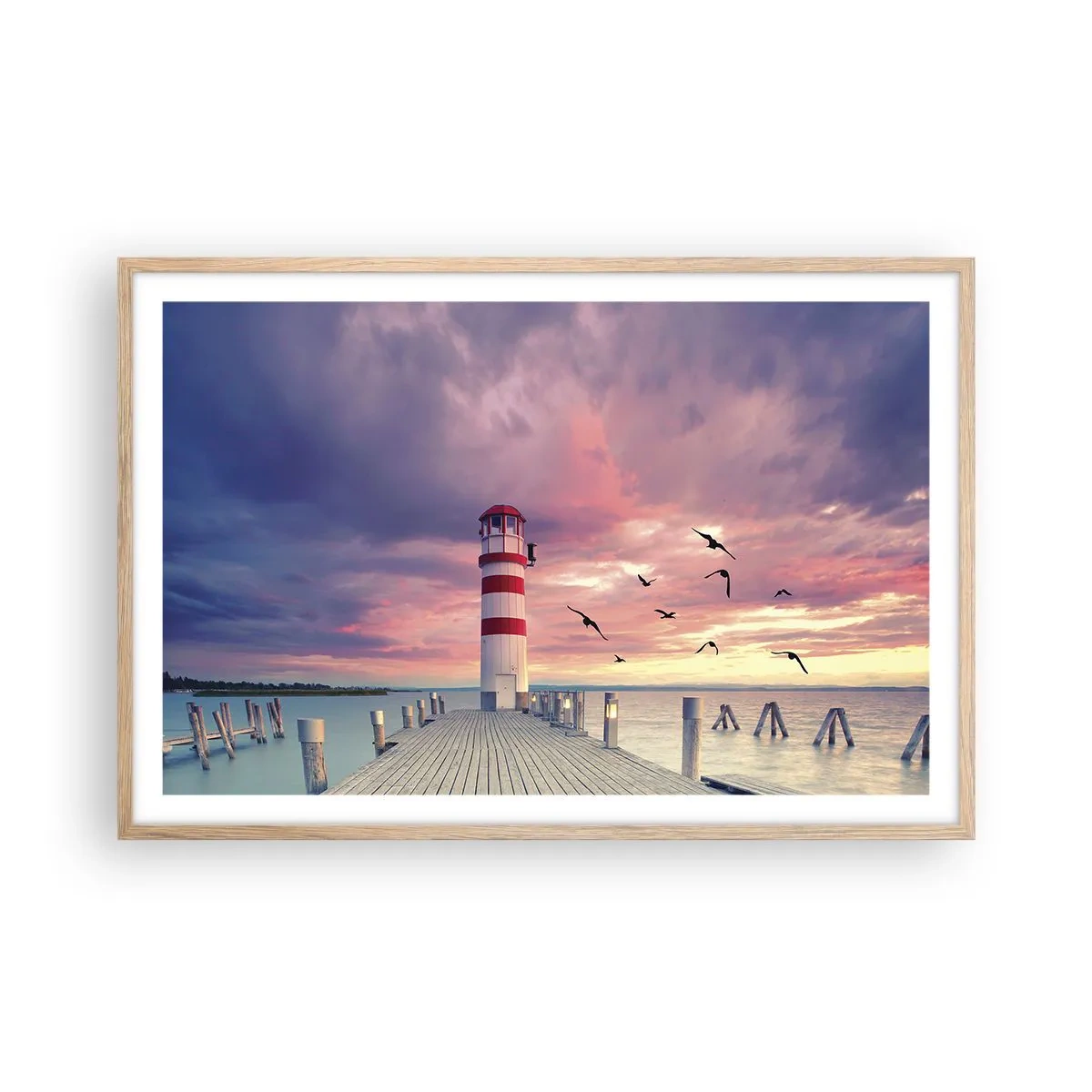 Póster en marco roble claro - Hora de ir al puerto - 91x61 cm