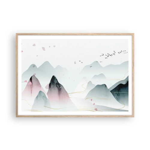 Póster en marco roble claro - Sobre las cimas - 100x70 cm