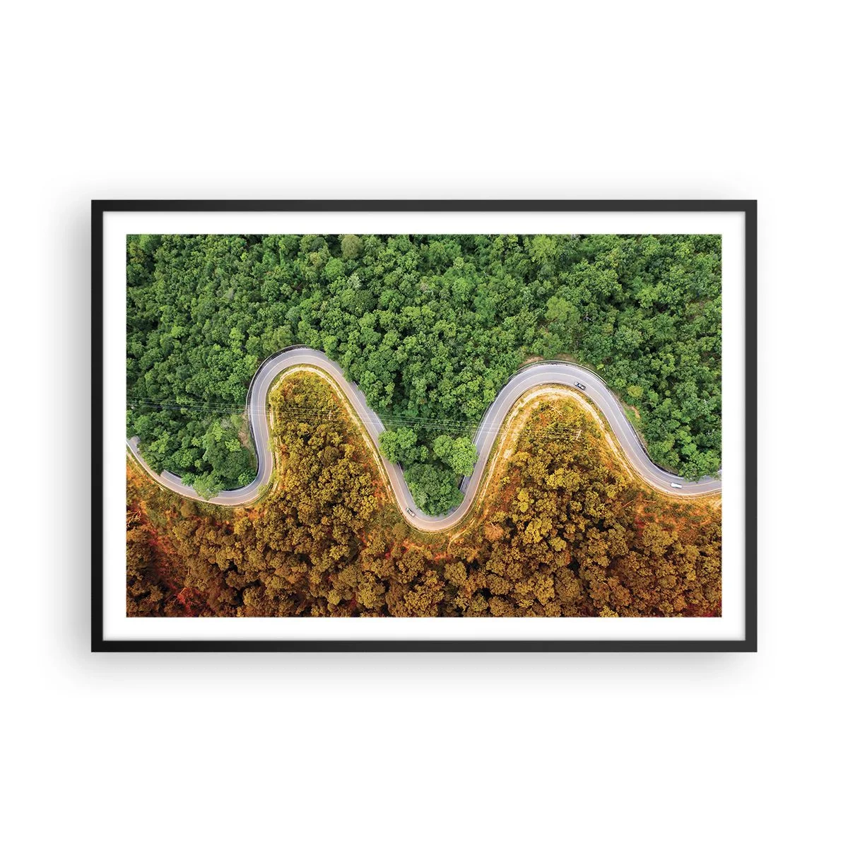 Póster en marco negro - Frontera serpenteante - 91x61 cm