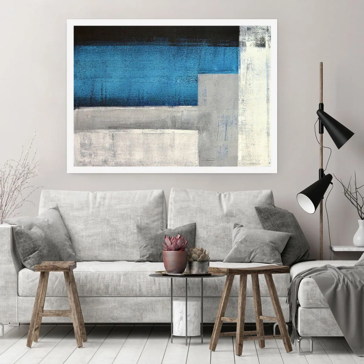 Póster - Composición poética de gris y azul - 91x61 cm