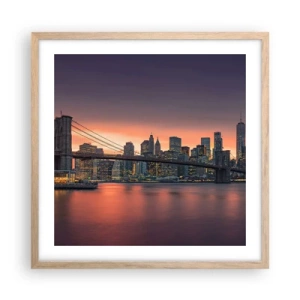 Póster en marco roble claro - Ahogado en el silencio lila - 50x50 cm