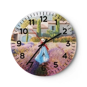 Reloj de pared - Reloj de vidrio - La chica de la lavanda - 40x40 cm
