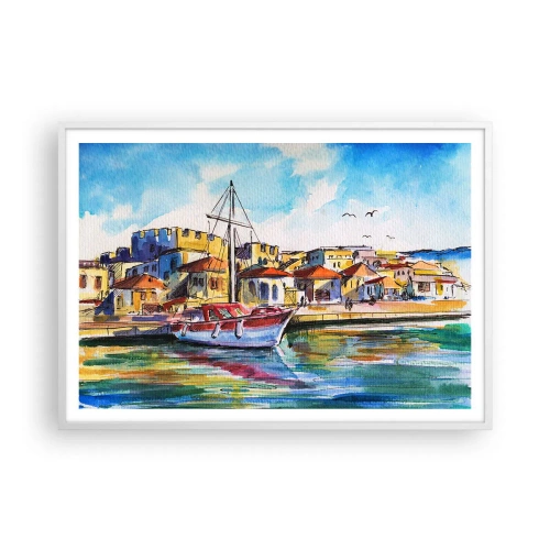Póster en marco blanco - Tarde de arco iris - 100x70 cm