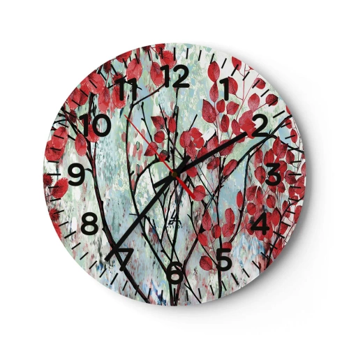 Reloj de pared - Reloj de vidrio - Un árbol en escarlata - 30x30 cm