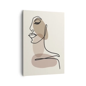 Cuadro sobre lienzo - Impresión de Imagen - Un perfil femenino en un estilo de arte lineal minimalista. - 50x70cm - Una línea de hermosura - Decoración de pared moderna para salón y dormitorio ARTTOR