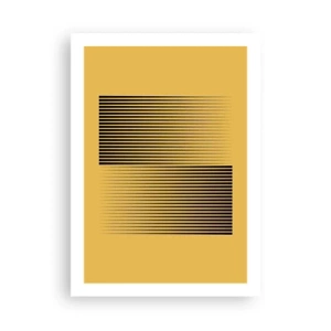 Póster - Una composición minimalista de líneas sobre un fondo mostaza. - 50x70cm - Cuadrado de opuestos - Decoración de pared moderna para salón y dormitorio ARTTOR