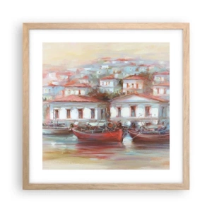 Póster en marco roble claro - Ciudad feliz - 40x40 cm