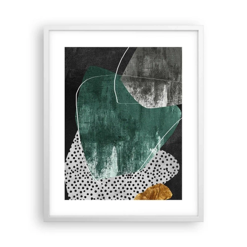 Póster en marco blanco - Abstracción colorista con un copo de oro - 40x50 cm