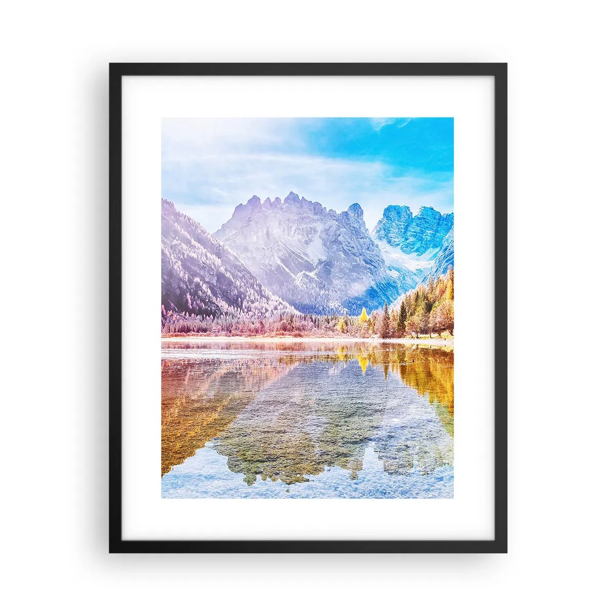 Póster en marco negro - Ya es otoño en las montañas - 40x50 cm