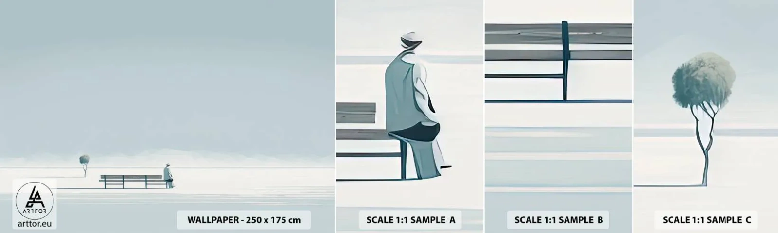 Muestra De Fotomural Standard Eco - Sí, estoy esperando - minimalista, Solitario, Hombre - 100x30 cm