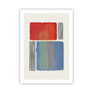 Póster - Composición abstracta con rectángulos rojos y azules. - 50x70cm - Espíritu y alma de la geometría - Decoración de pared moderna para salón y dormitorio ARTTOR