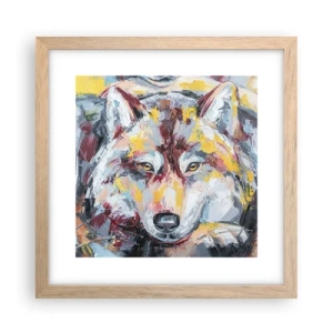 Póster en marco roble claro - Pinceladas de lobo - 30x30 cm