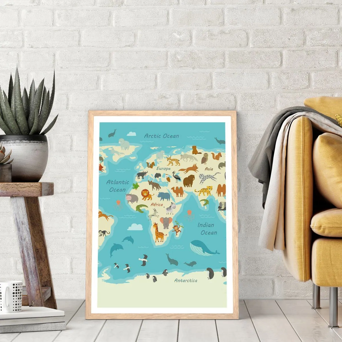 Póster en marco roble claro - Buenos vecinos - 30x40 cm