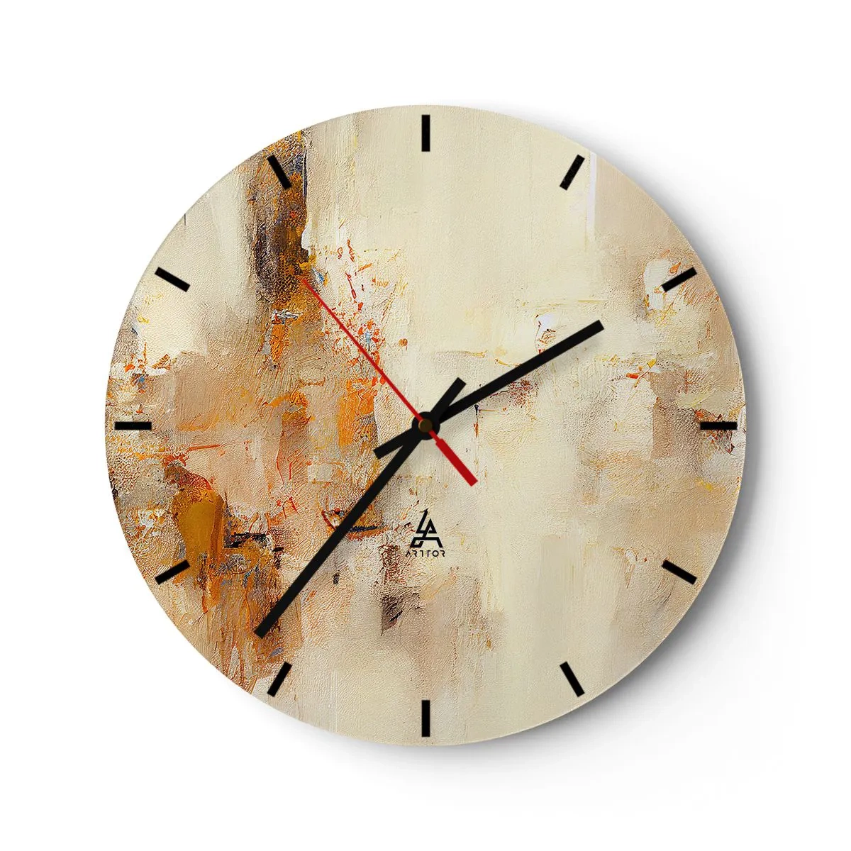 Reloj de pared - Reloj de vidrio - Una composición abstracta en tonos beige y naranja. - 30x30cm - El alma del ámbar - Decoración de pared moderna para salón, cocina y dormitorio ARTTOR