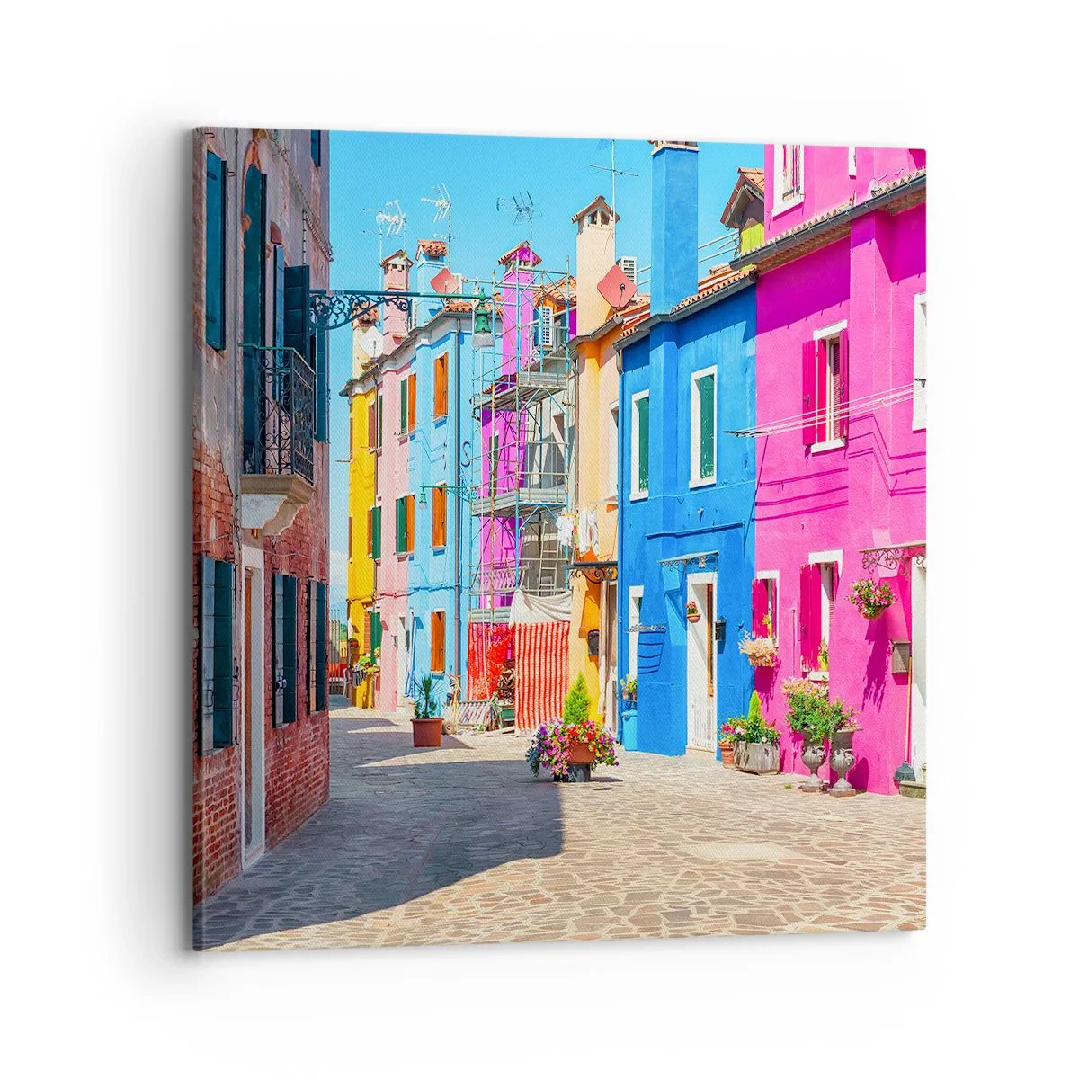 Cuadro sobre lienzo - Impresión de Imagen - Pueblo colorido - 70x70 cm