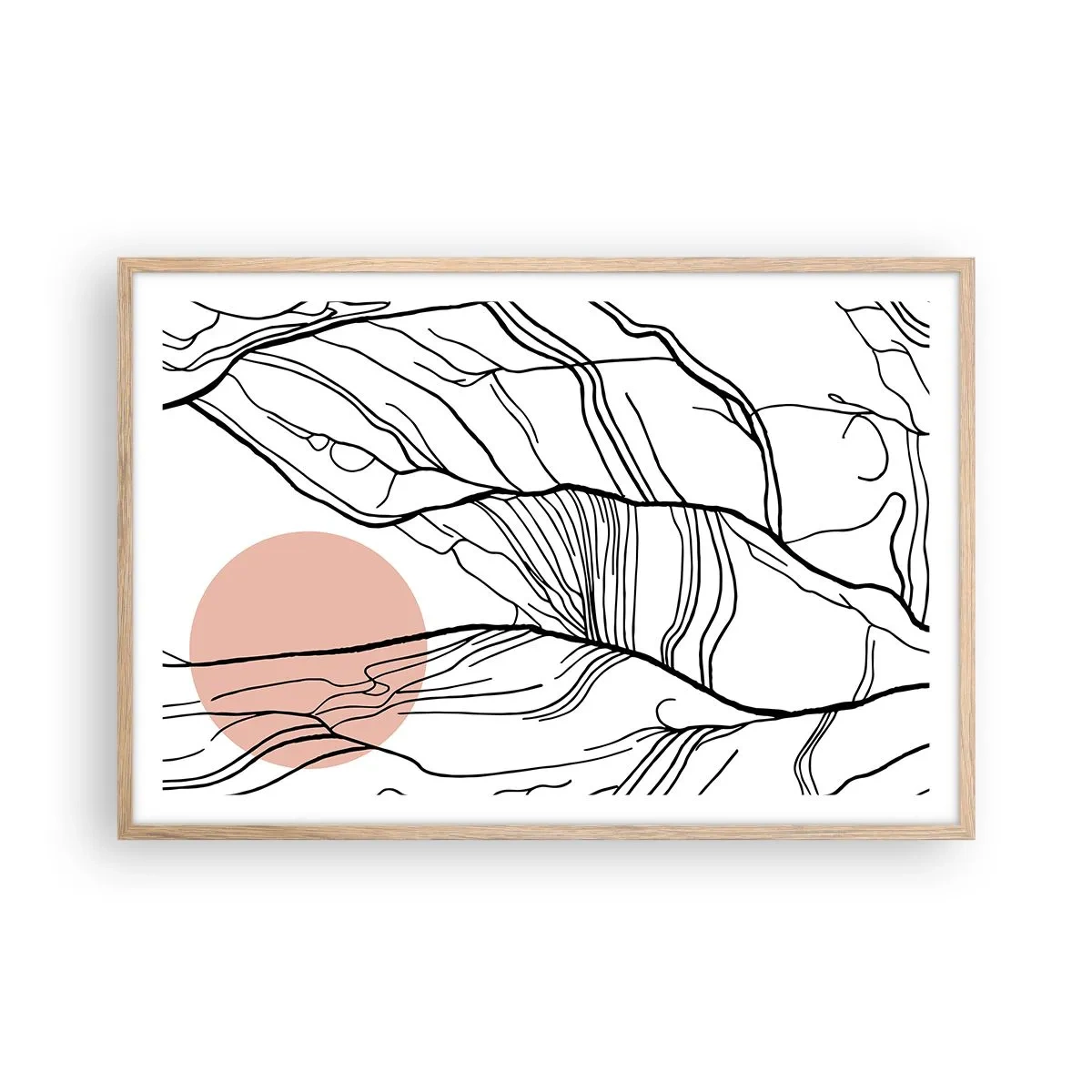 Póster en marco roble claro - En una red de ramas - 91x61 cm